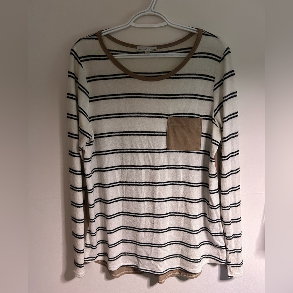 Long sleeved top, faux suede details